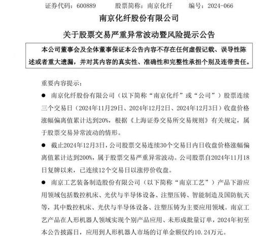 12连板大牛股发声：收购标的公司人形机器人相关订单仅10多万元！